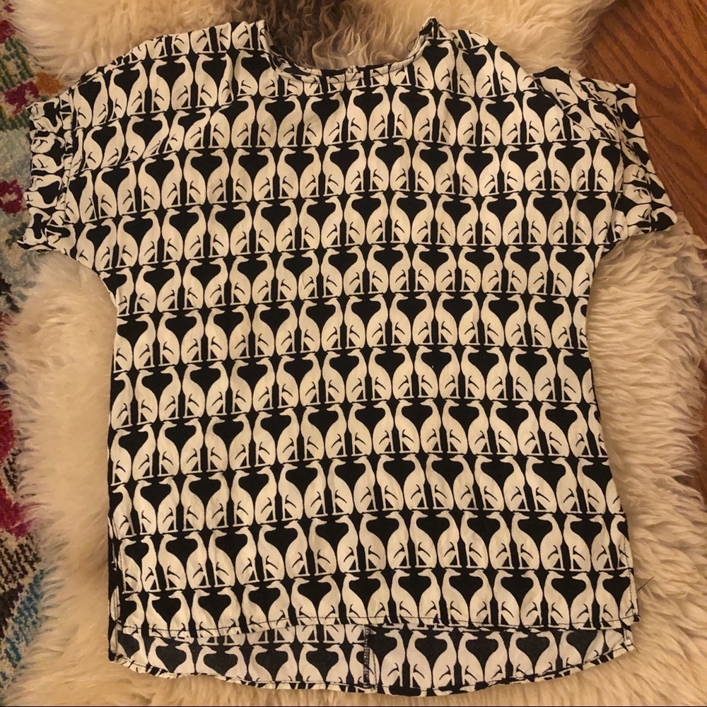 H&M greyhound print black and white blouse